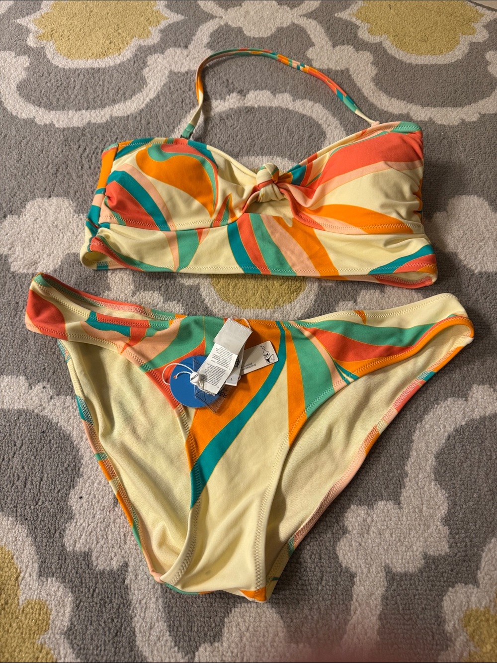 Cupshe Yellow Multicolor Swirl Bikini Set